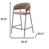 HomeRoots Set of Two 26" Brown and Black Shearling and Steel Low Back Counter Height Bar Chairs - 3 of 4