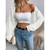 Womens Cropped Sweater Cardigan Sweater Knit Bolero Open Front Cropped Cardigan with Lantern Sleeve - 4 of 4