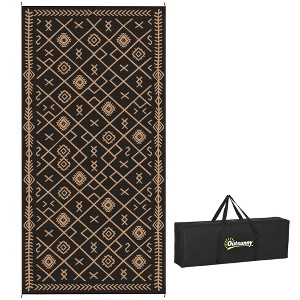 Outsunny Outdoor Patio Rug, Large Camping Carpet with Carrying Bag, Waterproof Plastic Straw, Reversible, Rhombus - 1 of 4