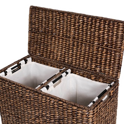 Handwoven Natural Seagrass Rectangular Laundry Hamper with Lid