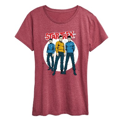 Women's - Star Trek - Galaxy Captain Kirk Spock Crew Short Sleeve Graphic T-Shirt
