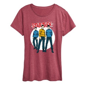 Women's - Star Trek - Galaxy Captain Kirk Spock Crew Short Sleeve Graphic T-Shirt - 1 of 4