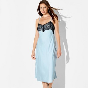 Women's Lace Trim Satin Midi A-Line Dress - Wild Fable™ - 1 of 3