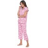 Casual Nights Women's Rayon Printed Short Sleeve Capri Pajama Set - 3 of 4