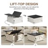 Lift Top Wood Square Center Table with Charging Station, Rustic Coffee Table - 3 of 4