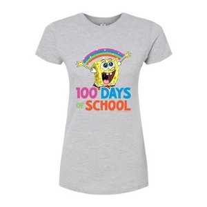 Women's - SpongeBob SquarePants - 100 Days Of School Spongebob Fitted Graphic T-Shirt - 1 of 4