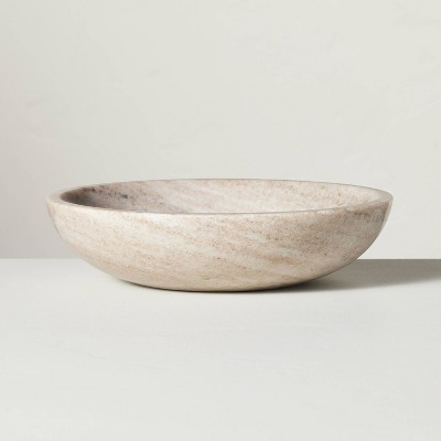 27oz Marble Fruit Bowl Warm Beige - Hearth & Hand™ with Magnolia: Shallow Round Design, Kitchen Decor