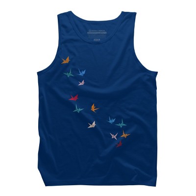 Men's Design By Humans Flying Paper Cranes Birds By Magnussons Tank Top