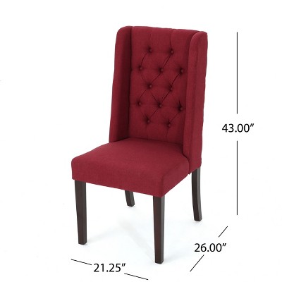 Deep Red High Back Upholstered Side Chair with Wood Legs