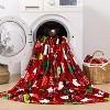 Lomsoe Red Christmas Throw Blanket, Santa Claus Christmas Tree Printed Flannel Blanket, Soft, Plush, Warm Winter Cabin Bed Throw - 3 of 4