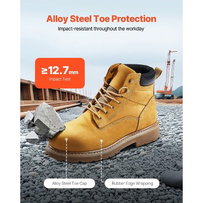 VEVOR Steel Toe Work Boots, Waterproof Work Boots for Men, Slip-Resistant Work Boot, Lightweight and Breathable, Brown Yellow - image 5