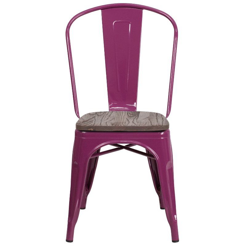 Flash Furniture Metal Stackable Chair with Wood Seat, 5 of 7