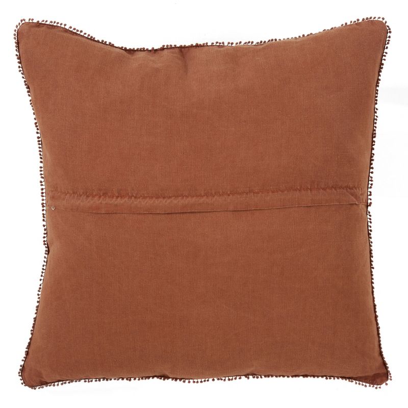 Saro Lifestyle Pom Pom Linen Down-Filled Throw Pillow, Terracotta, 20" x 20", 2 of 4