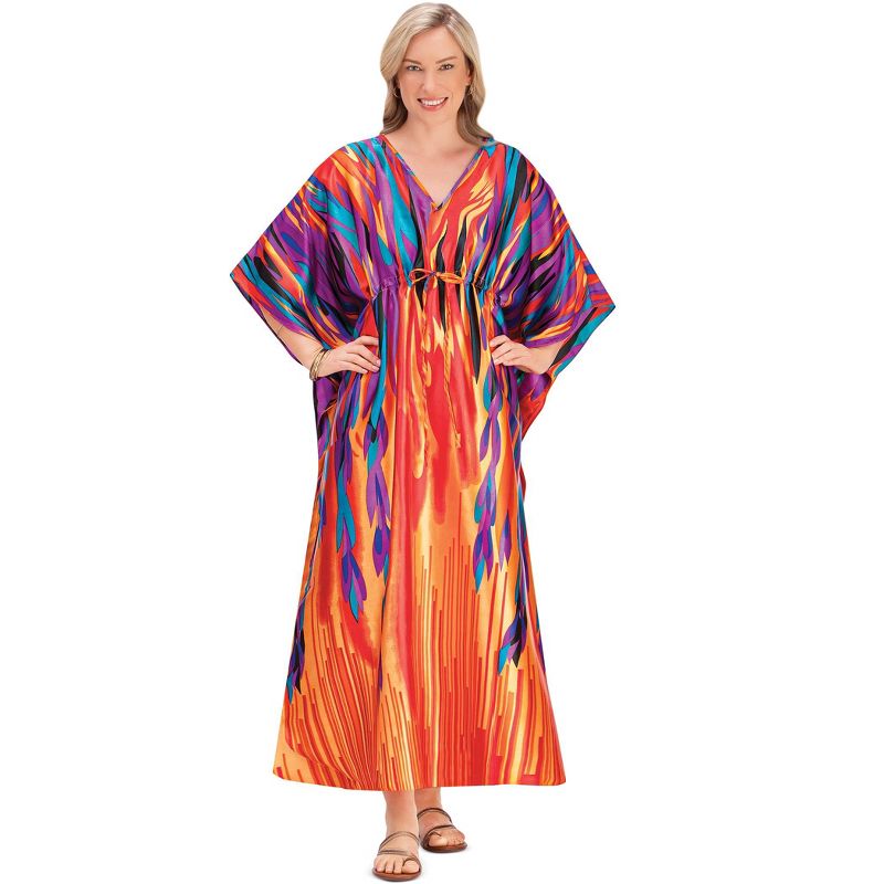 Collections Etc Colorful Cinch Waist Caftan, 3 of 5