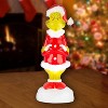 Gemmy Lighted Blow Mold Decor Grinch w/Santa Suit 14" Dr. Seuss, Multicolored - 2 of 4