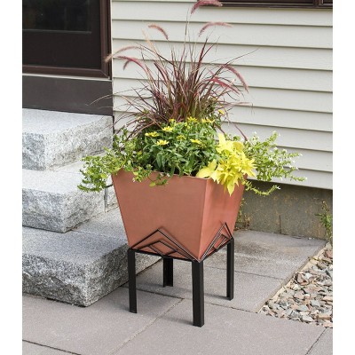 Copper Plated Geometric Metal Planter with Stand