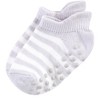 Touched by Nature Baby and Toddler Girl Organic Cotton Socks with Non-Skid Gripper for Fall Resistance, Pink Black - 4 of 4