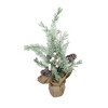 Whisen Set of 2, 13.4" Christmas PVC Tree On Wood Base with Snow - 4 of 4