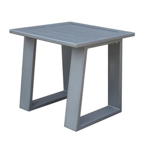 DSVIMOY Patio End Table, Neutral Tones, Modern Geometric Pattern, Pewter, 23"*23"*22" - 1 of 4