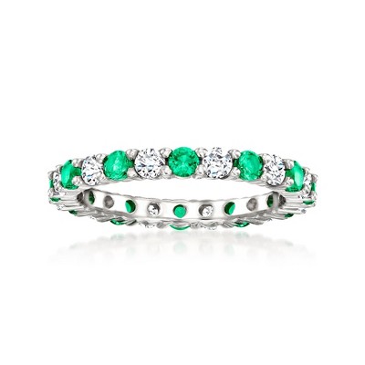 Ross-Simons 0.60 ct. t.w. Simulated Emerald and .60 ct. t.w. CZ Eternity Band in Sterling Silver