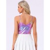 Allegra K Women's Metallic Shiny Party Deep V Neck Spaghetti Straps Cami Tops - 4 of 4