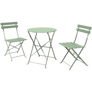 3-Piece Folding Bistro Set, Foldable Patio Table & 2 Chairs with Premium Frame for Outdoor Garden, Balcony, and Patio - 1 of 1