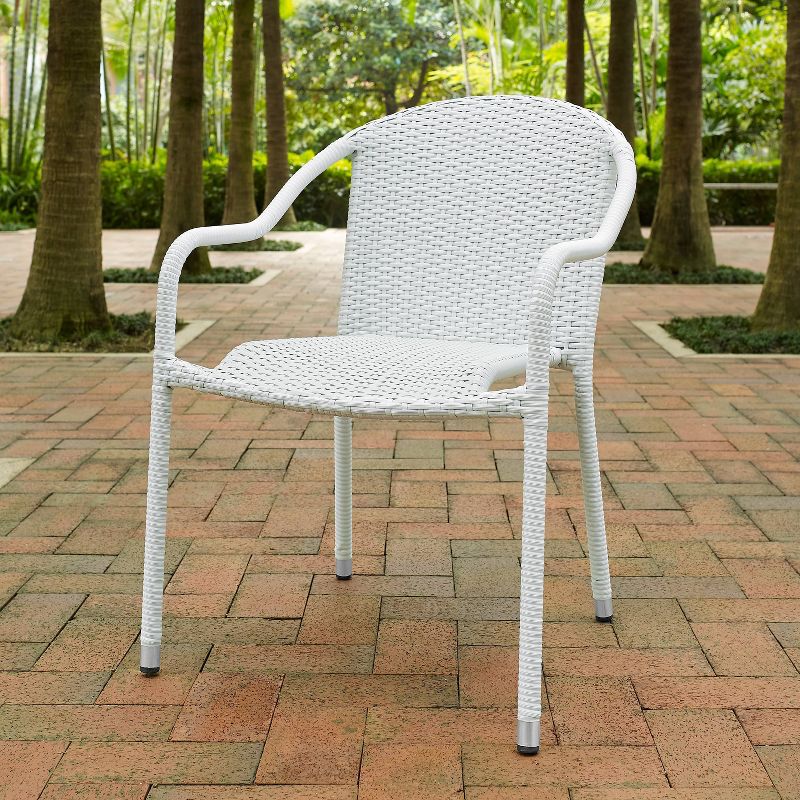 Palm Harbor 4pk Outdoor Wicker Stackable Chairs - White - Crosley, 3 of 8
