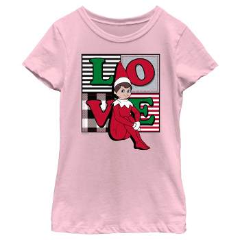 Girl's The Elf on the Shelf Plaid Love T-Shirt