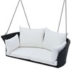 Okak 51.9" 2-Person Woven Hanging Swing Chair,Outdoor Porch Swing with Ropes and Cushions,Bench Swing for Patio,Backyard,Garden - 4 of 4