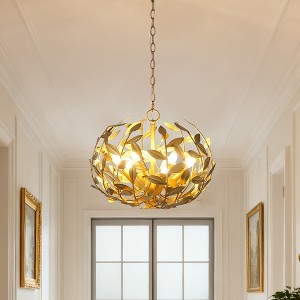 Parrot Uncle 	20" 6-Light Gold Modern Chandelier Ceiling Light Adjustable Wood Pendant Lamp - 1 of 4