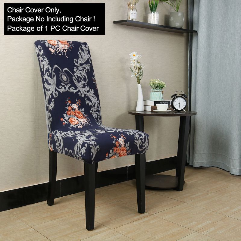 PiccoCasa Polyester Spandex Floral Printed Stretch Vintage Dining Chair Slipcovers Multicolored 1 Pc, 3 of 5