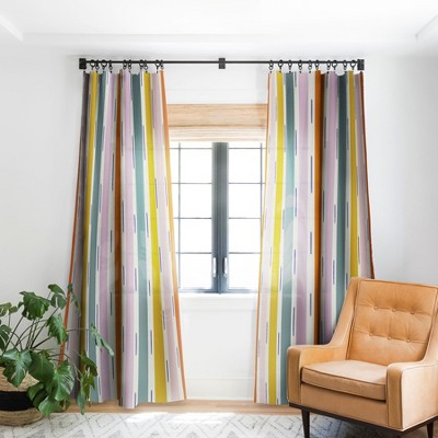 Lane And Lucia Rainbow Stripes And Dashes Single Panel Room Darkening Window Curtain - Society6