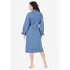 Roaman's Women's Plus Size Button Front Denim Dress - 3 of 4