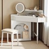 Corner Makeup Vanity Desk with LED Lighted Mirror and Stool, Dressing Table with Large Storage Cabinet & Adjustable Brightness for Small Spaces - 3 of 4