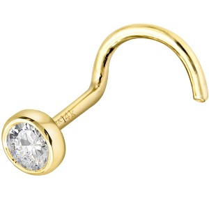 Jewelry Avalanche 22G 14K Gold Bezel-set Diamond Nose Screw Nose Stud - 1 of 4