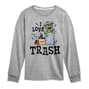 Boys' - Sesame Street - I Love Trash-Toddler and Youth Long Sleeve T-Shirt Long Sleeve Graphic T-Shirt - 1 of 3