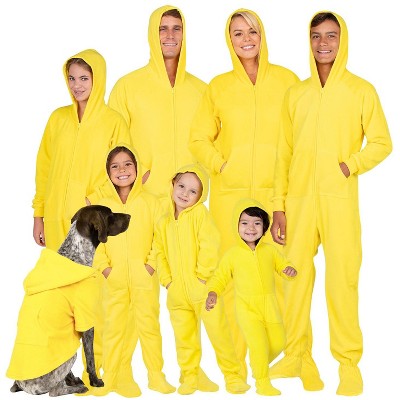 Family Matching Lemon Yellow Hoodie Fleece One Piece