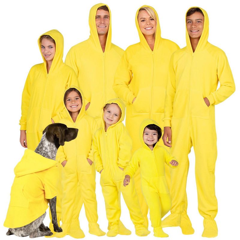 Footed Pajamas - Family Matching - Lemon Yellow Hoodie Fleece Onesie For Boys, Girls, Men and Women | Unisex, 5 of 6