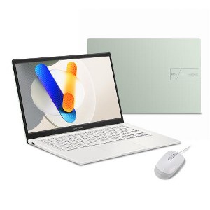 ASUS Vivobook 14" FHD Laptop Intel Core 5 120U 8GB RAM 512GB SSD Vanilla Basil with Wired Optical White Mouse - 1 of 4