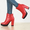 Allegra K Women's Round Toe Zipper Block Heel Chelsea Ankle Boots - 2 of 4