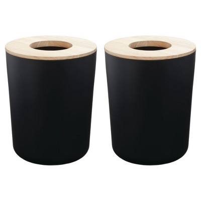 iDesign Small Round Bathroom Trash Can - Set of 2 - Matte Black