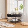 Vynxaria 30.9" Upholstered Round Ottoman Coffee Table with Metal Legs & Open Storage - 3 of 4