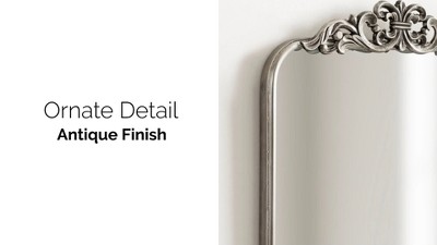 Laubry 30" x 20" Silver Ornate Rectangular Vanity Mirror