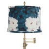 360 Lighting Westbury 36" Tall Skinny Large Traditional End Table Lamp Swing Arm Gold Antique Brass Finish Single Blue and White Shade Living Room - 2 of 4