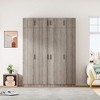 81.10Inch,3-Door Mirror Wardrobe with 2 Drawers and Top Cabinet,Gray - 3 of 4