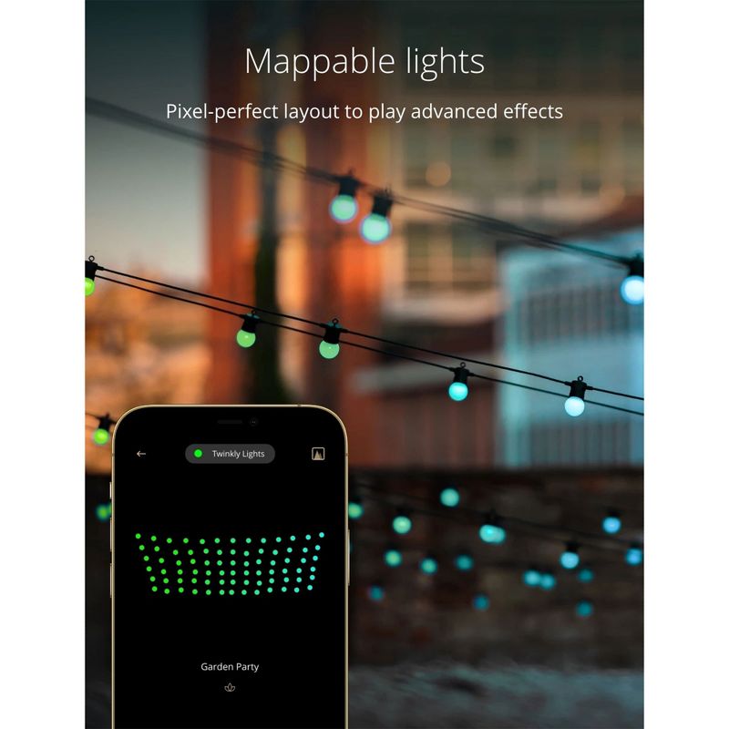 Twinkly Festoon App-Controlled LED Bulb Lights String Multicolor RGB (16 Million Colors) Black Cable. Indoor and Outdoor Smart Lighting Decoration, 3 of 6