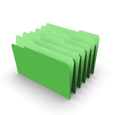 HITOUCH BUSINESS SERVICES File Folders 1/3 Cut Legal Size Green 100/Box TR224584