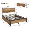 Bed Frame with 4 Storage Drawers, Stylish and Strong Metal Platform Bed with Wooden Headboard - 3 of 4