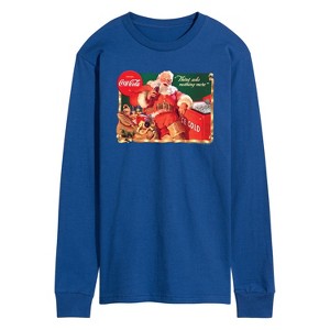 Men's - Coca Cola - Vintage Santa With Coca Cola Ice Cooler Long Sleeve Graphic T-Shirt - 1 of 4