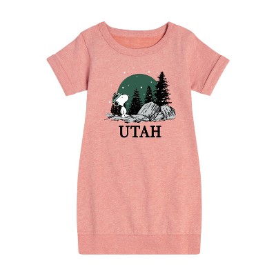 - Peanuts - Snoopy Utah Graphic Short Sleeve Fleece Dress